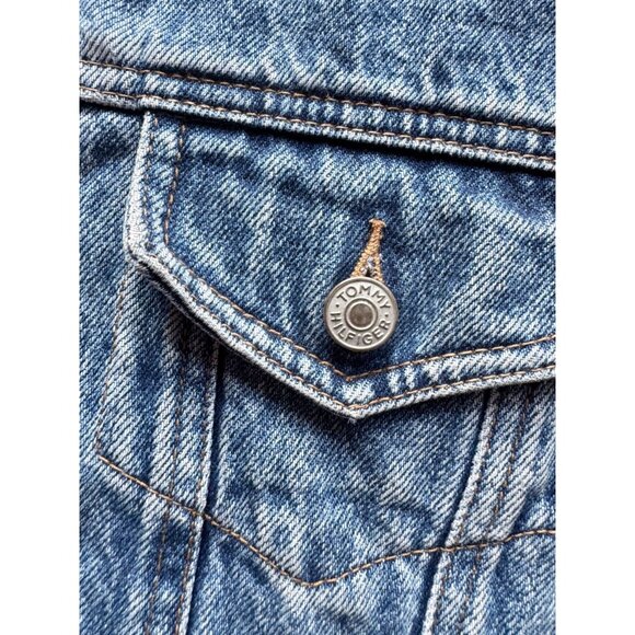 Vintage TOMMY HILFIGER 100% Cotton Star Print Lined Denim Vest, Size XL - Picture 6 of 16